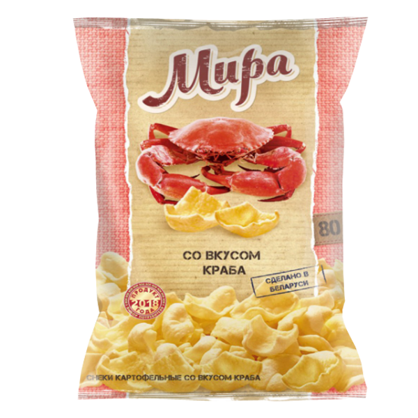 Снеки "МИРА" со вкусом краба 80 гр.