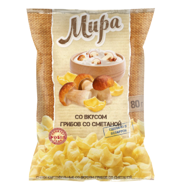 Снеки "МИРА" со вкусом грибов со сметаной 80 гр.